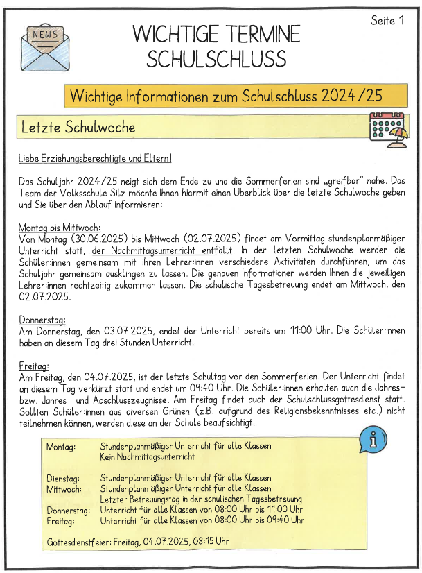 Letzte Schulwoche 